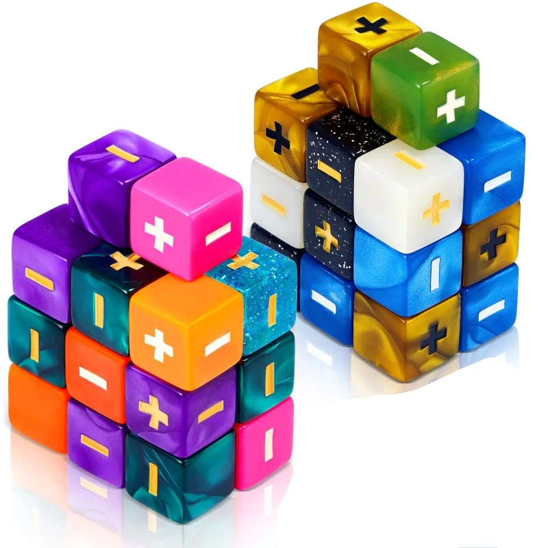 10 шт. 6-гранные игральные кости плюс минус разноцветные акриловые игрушки с