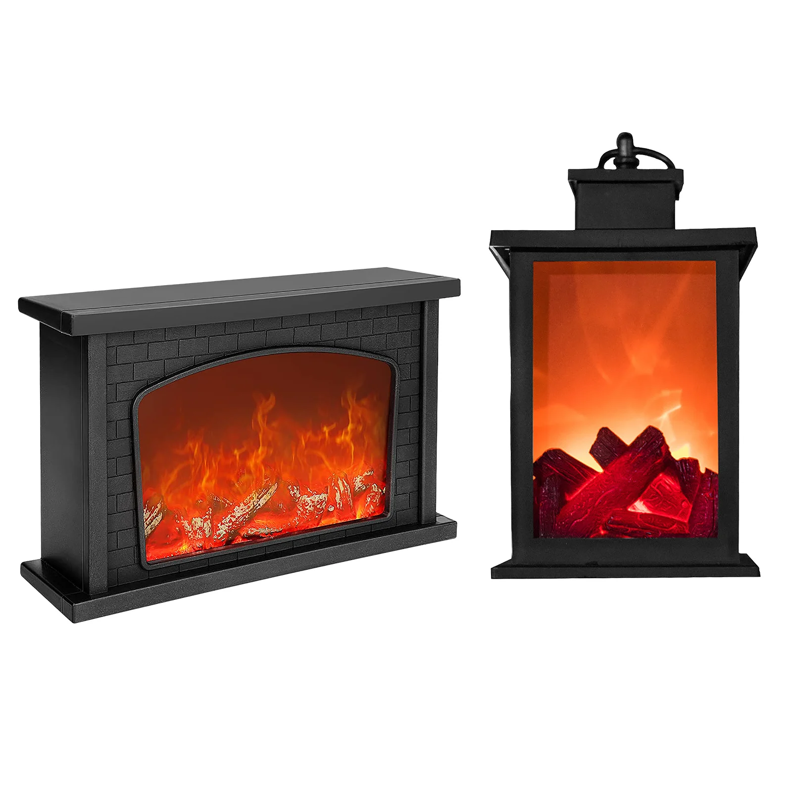 

LED Flame Fireplace Lantern Lamps Portable Living Room Flame Effect Light Retro Fireplace Lamp Christmas Atmosphere Decoration