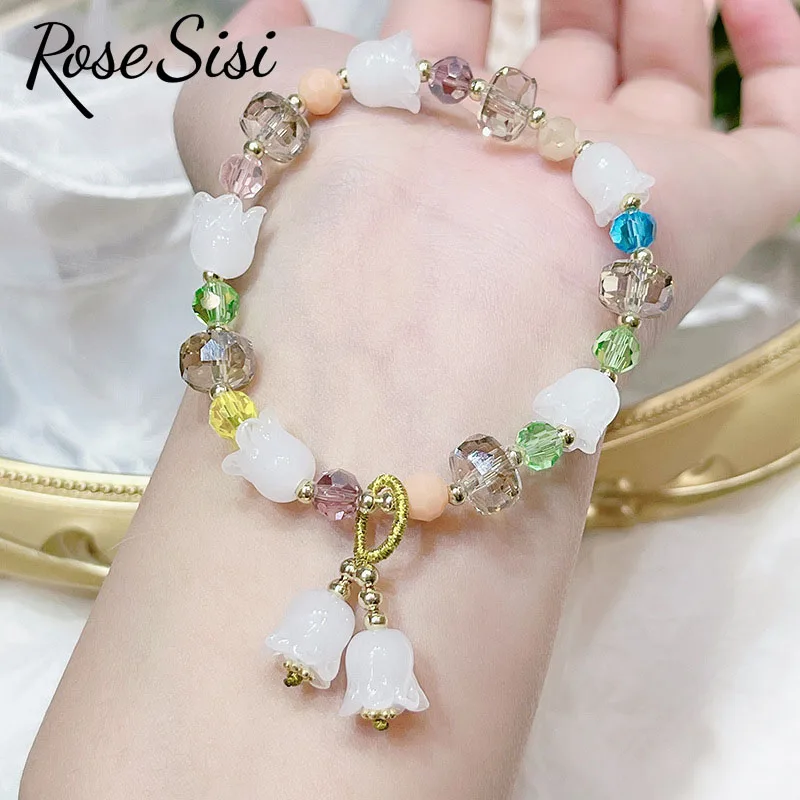 

Rose sisi Korea style transfer bead flower charm bracelet for women friendship gift bracelets ornaments jewelry for women