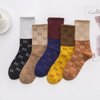 sockstall socks womens autumn and winter tall gold and silver silk letter tide sockswoman socks 99