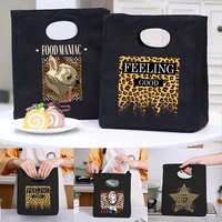 2022 lunch food box bag leopard printed fashion insulated thermal food picnic lunch bags for women kids men cooler tote bag case