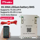 Интеллектуальный BMS модуль JK BMS 8s 200A, встроенный bluetooth модуль с поддержкой ЖК-дисплея, порт 485, 1 А, 2 А, баланс тока, активное выравнивание, 24 В, 6S, 7S, pcm