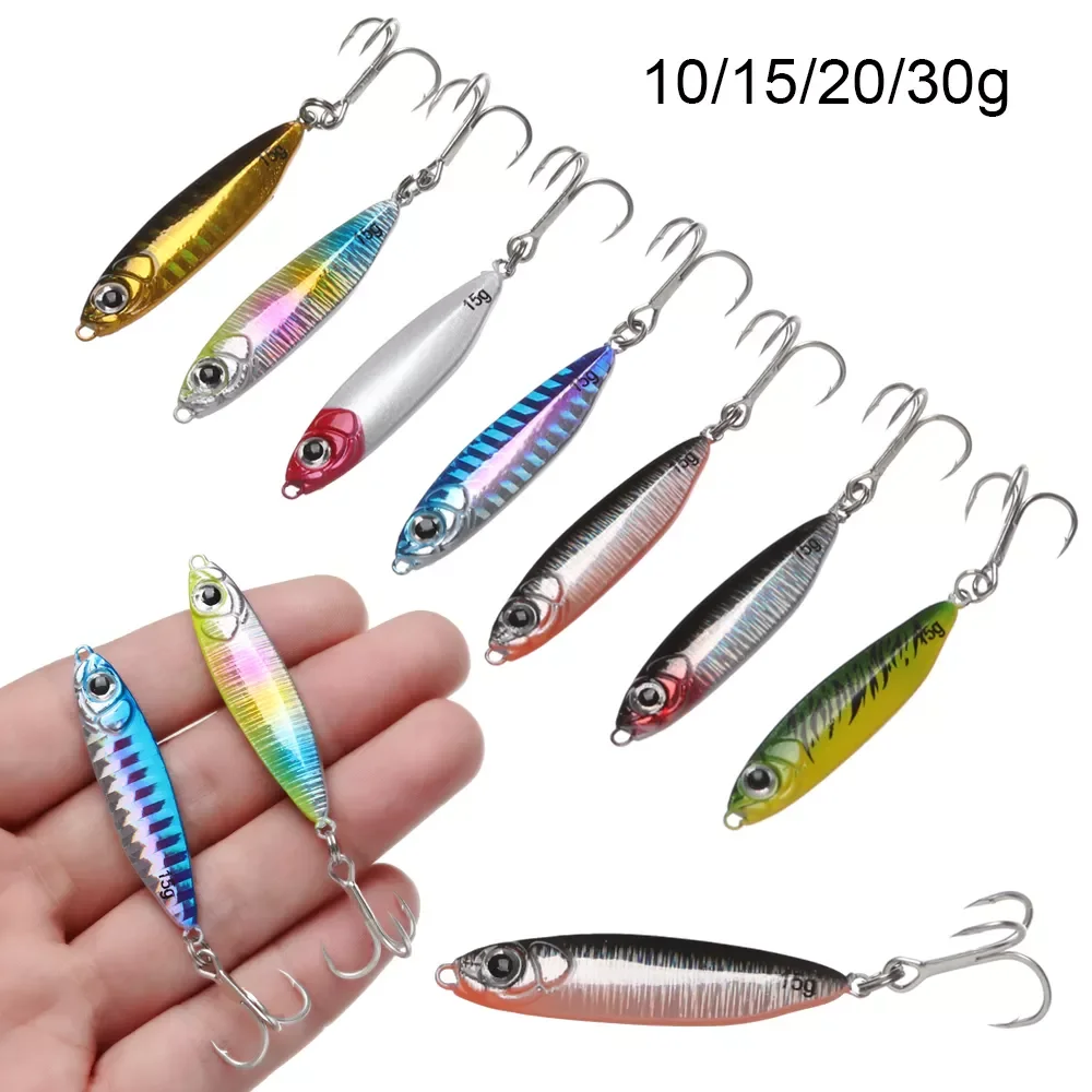 

Shone Hard Bait Fishing Feather Metal jigger Lure Accessories 10/15/20/30g Colorful Crankbait Minnow Sinking Spinning Baits