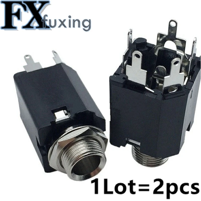 2 шт. Вертикальные Металлические гитарные штекеры 6 35 мм 5 контактов