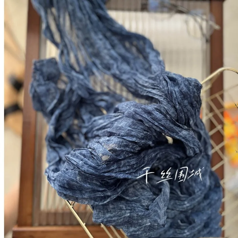 Шарф Tie Dye из хлопка и льна в стиле ретро осень зима новый стиль плиссированная