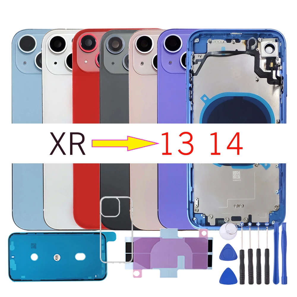 

For XR Like 14 Housing XR Up To 14 Pro Housing For XR To 14 Back DIY Back Cover Housing Battery Middle Frame Replacement