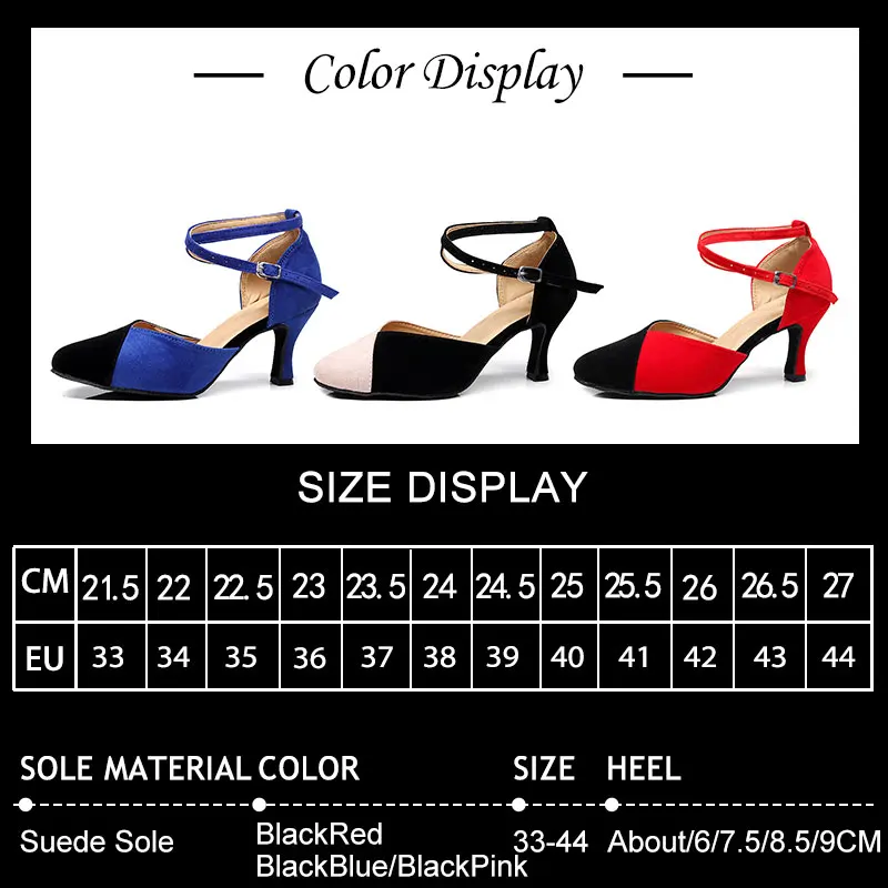SWDZM Women's Dancing Shoes Ballroom dance shoes Party/Modern Laitn dance shoes For Women Ladies Suede sole Heel 6/7.5/8.5/9CM