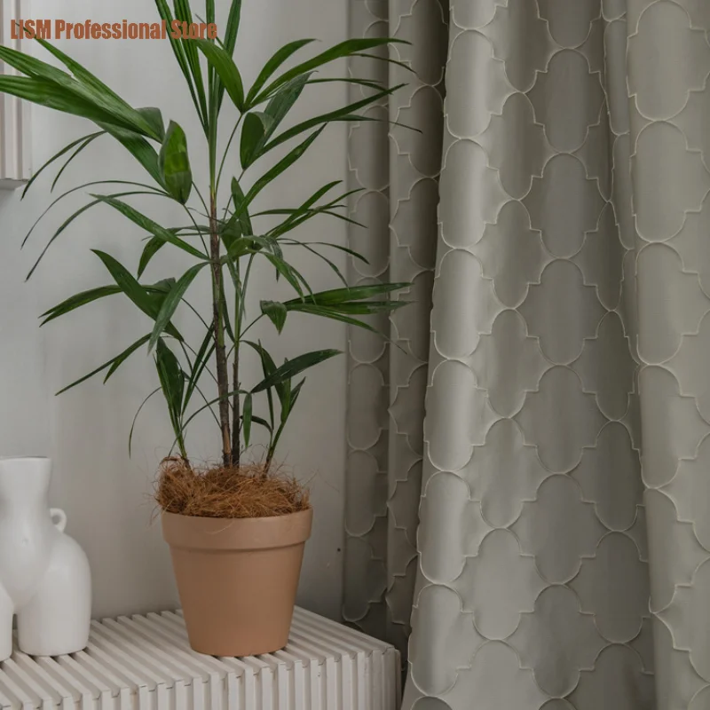 

New Modern Simple Diamond Jacquard Luxury Window Curtain Room Decor Curtains for Living Dining Room Bedroom