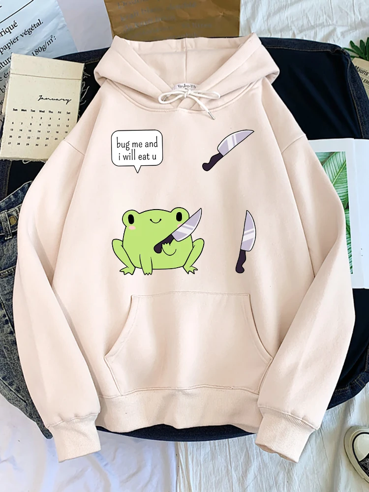 Толстовка с капюшоном женская очаровательная лягушкой принтом &quotя мной&quot