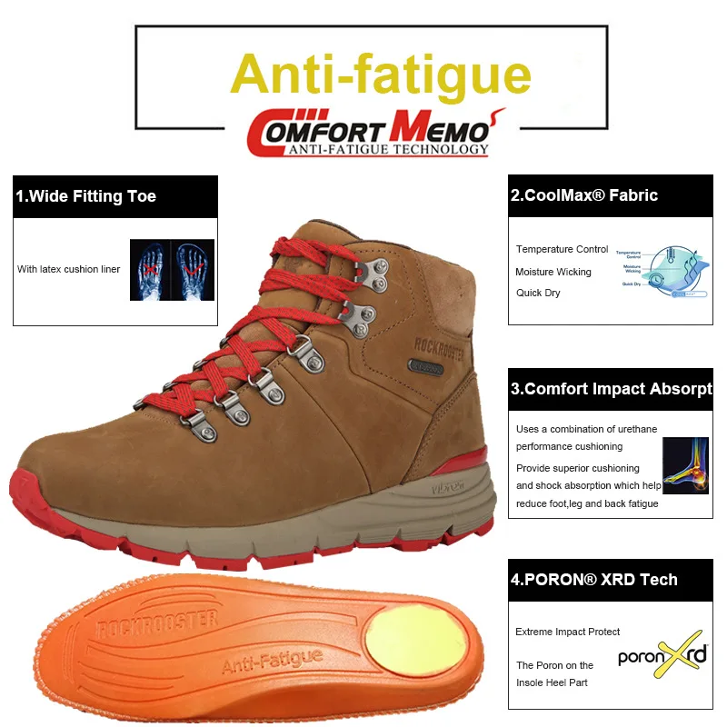 ROCKROOSTER Outdoor Hiking Shoes Waterproof Non-Slip Military Male Sneakers Safety Boots Breathable Desert Trekking Boots