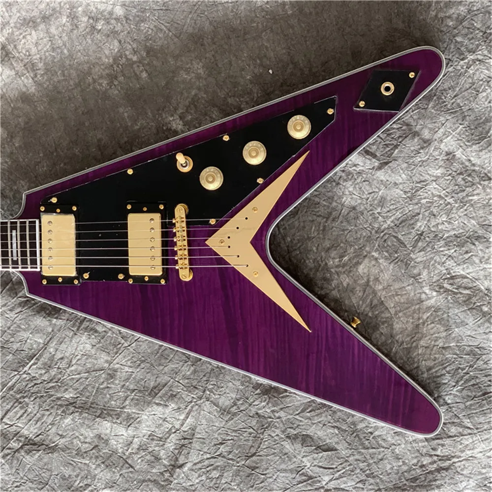 

Custom Jimi Hendrix Flying V Electric Guitar, Gold Hardware Guitars Guitarra