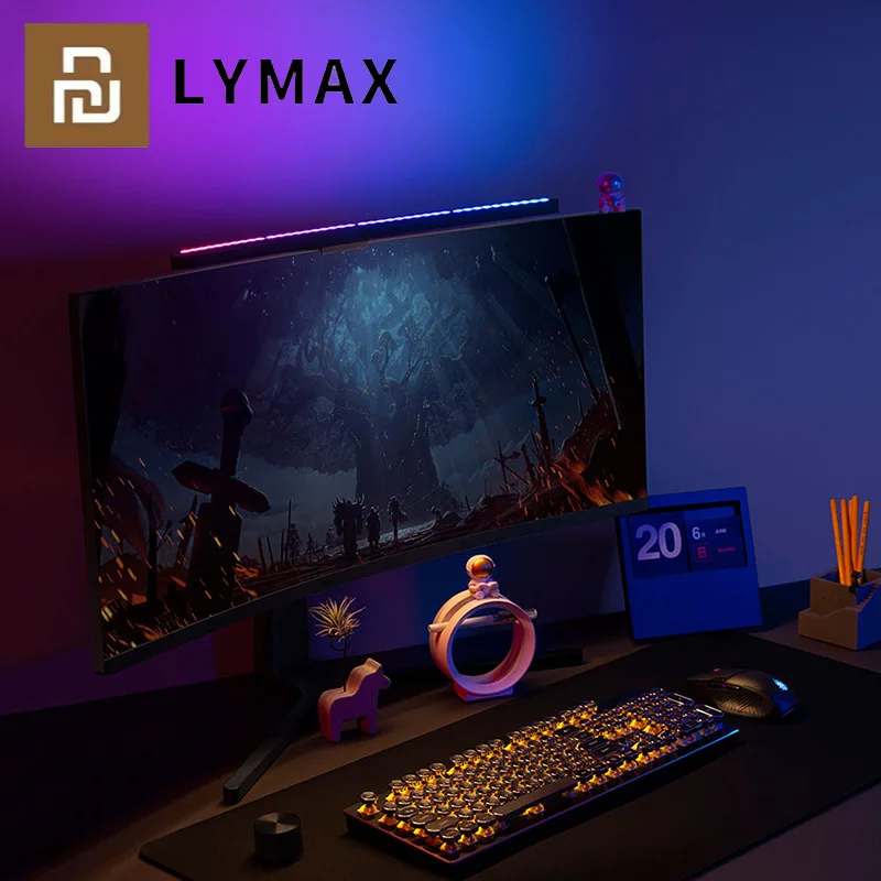  Youpin LYMAX Computer Monitor Table Lamp Curved Screen Desk Lamp Dimming Eye-Care Sound-sensitive Music Gaming Hang Light