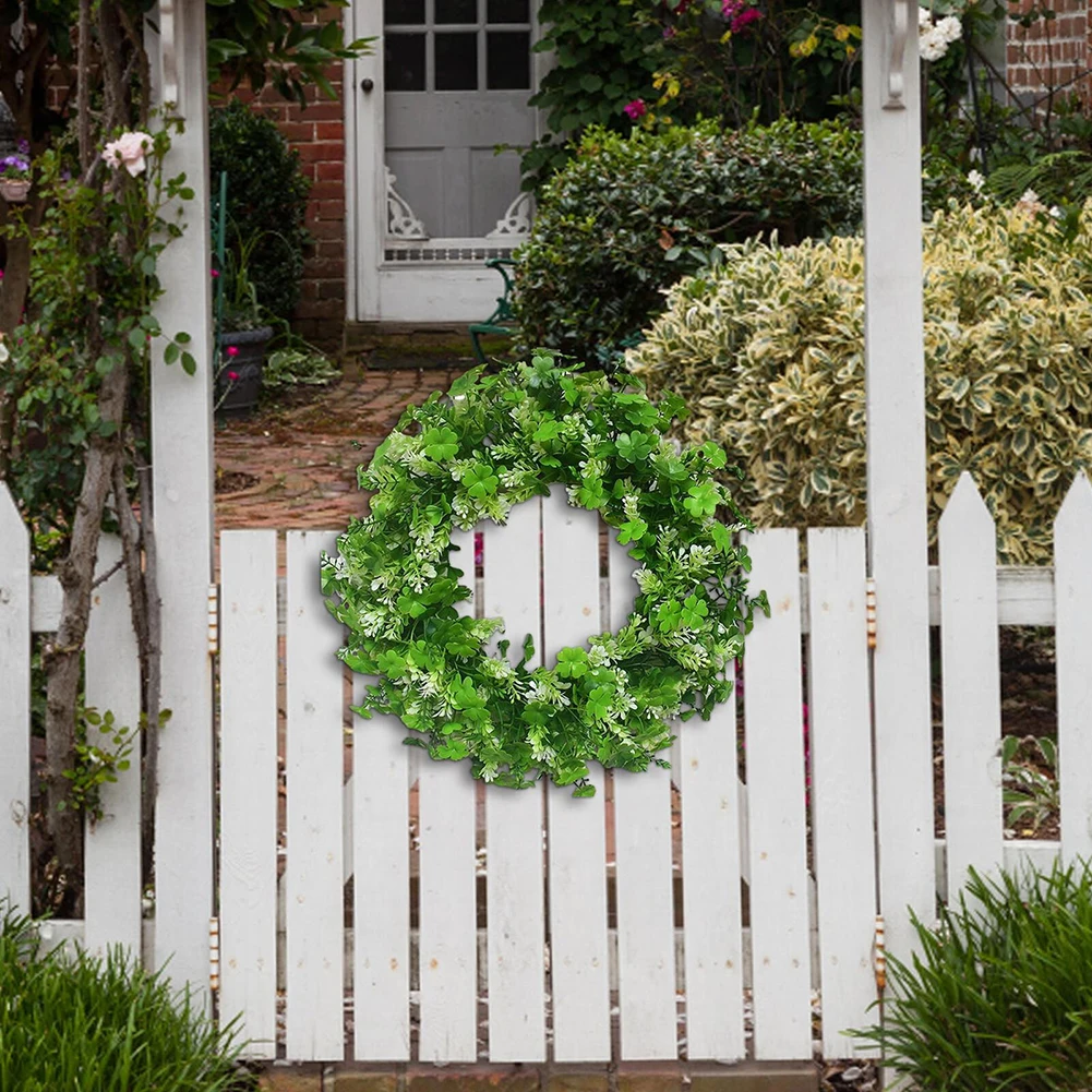 

Green Wreaths For Front Door St Patricks Day Wreaths Shamrock Wreath Clover Garland Artificial Green Leaf Wreath Home Decor