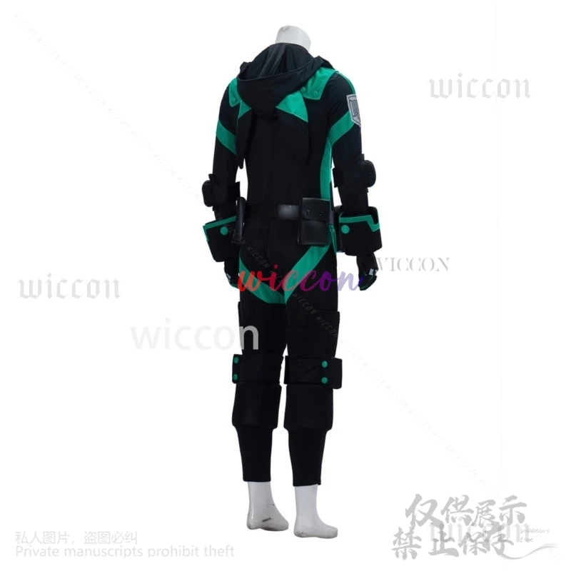 Аниме My Heo Academy Косплей Midoriya Izuku Костюм Парик Черная боевая форма Полный комплект