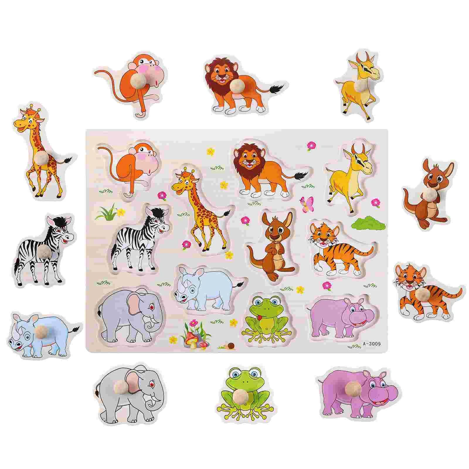 

NUOBESTY Toddler Puzzle Wooden Construction Forest Animals Infant Kid Learning Educational Puzzle Toys