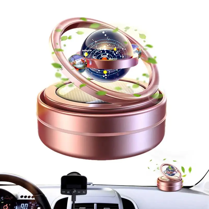 

Antifreeze Snow Remover Planet Solar Car Perfume Car Aromatherapy Aluminum Alloy Double Ring Suspension Rotating Ornament