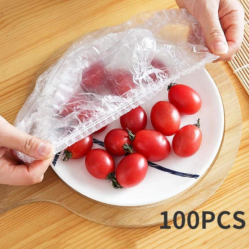 

100 Pcs Reusable Food Storage Covers Bags For Bowls Stretch Adjustable Universal Food Shower Cap Fresh-keeping Bags Kitchen