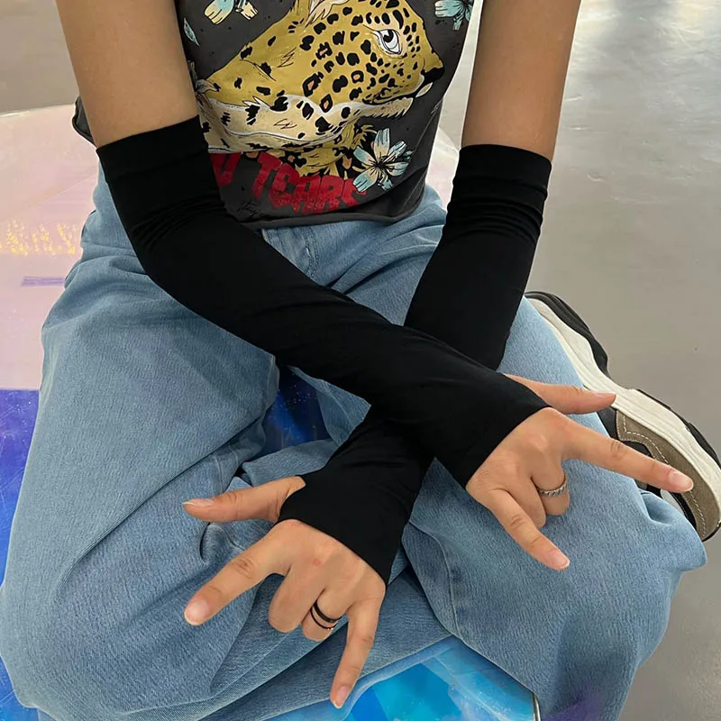 

New Y2k Goth Lolita Anime Thin Half Finger Gloves JK Kawaii Girls Oversleeve Man Women Sun Block Cuff Fingerless Arm Warmers