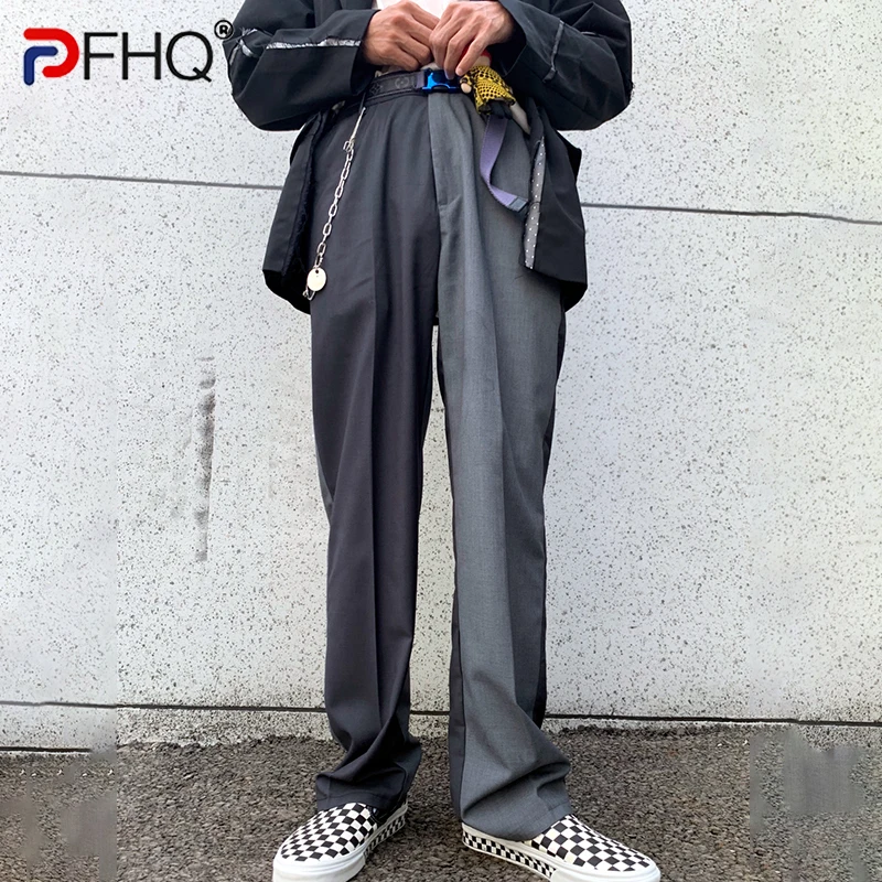 

PFHQ Autumn Men's Tide Straight Leg Pants Leisure Original Temperament Anti-wrinkle Handsome Creativity Suit Trousers 21Z1441