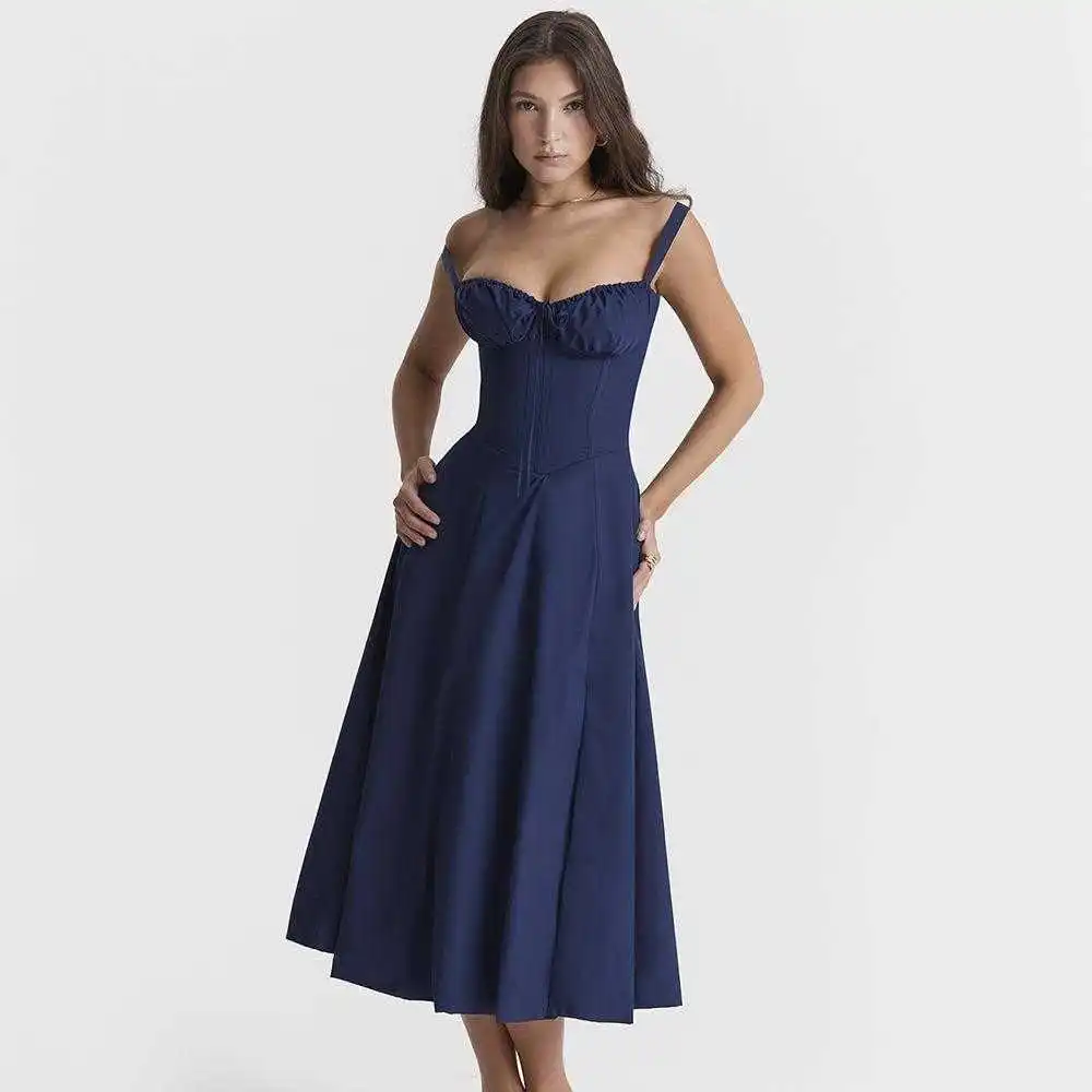 

Summer Womens Dress Slim Fit Slit Floral Skirt Hollow Backless Strap