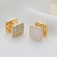 aristocratic fashion earrings female personality micro geometry inlay zircon stereo ear clip earrings accessories diy cool wind