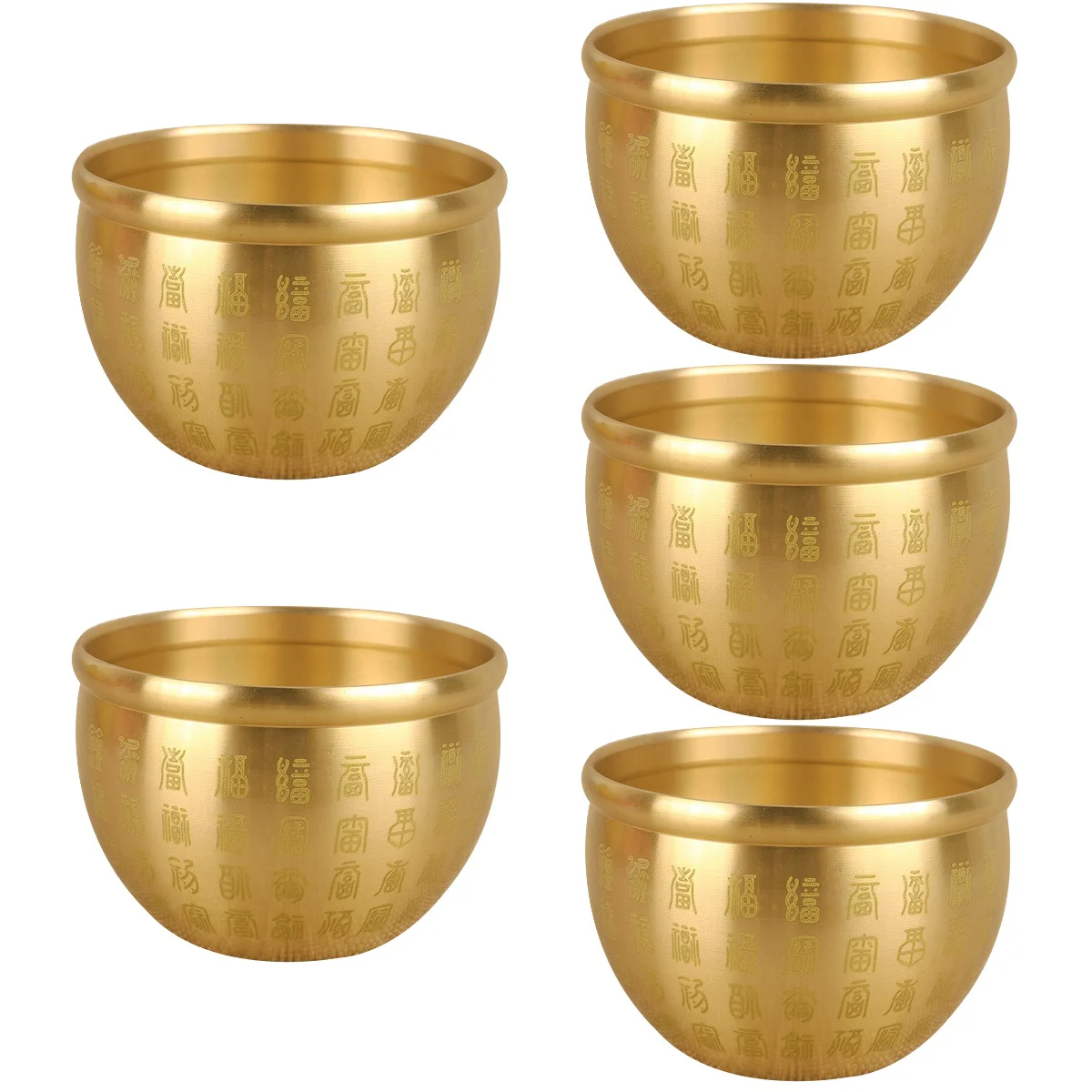 

Set 5 Good Fortune Bowl Chinese Decor Altar Offering Bowl Flower Vases Decorative Pure Copper Bowl Desk Fortune Basin