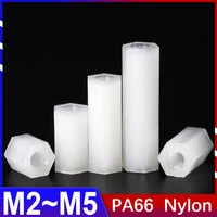 50pcs white nylon double pass hex standoff female plastic hexagonal threaded pcb motherboard spacer pillar nut m2 m2 5 m3 m4 m5