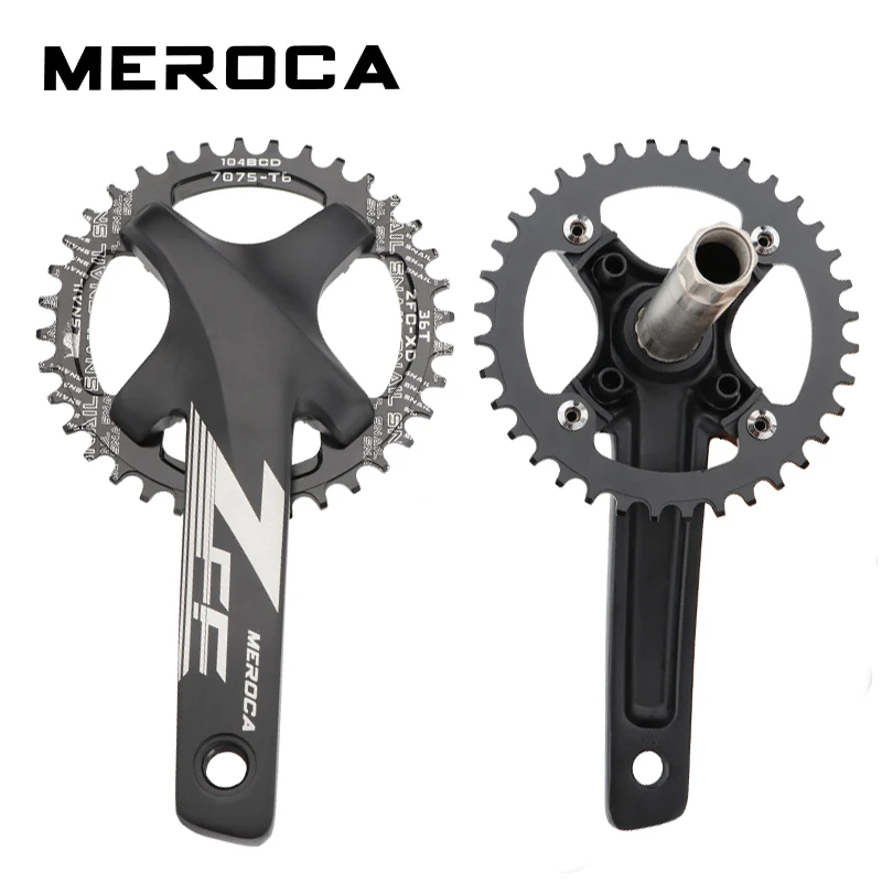 

MEROCA Mountain Bike Crank 104BCD 170/172 / 175mm Crank 32/34/36/38/40 / 42T Sprocket with Bottom Support MTB Bicycle Crank