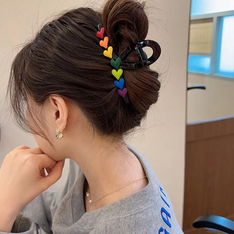 

Женская заколка-краб для волос, с радугой