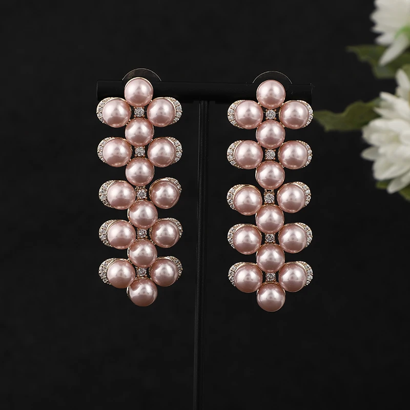 

Luxury New Simulated Pearl Big Earring For Women Bohemian Earrings Geometric Drop Earring Brincos Female Fashion Jewelry A0180