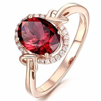 simple vintage red gem oval open ring rose gold jewelry for women party birthday gift anillo de mujer