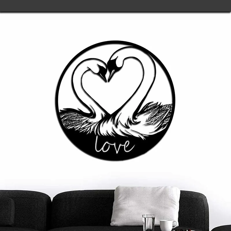 

Love Wall Art Romantic Swan Decoration Laser Cut Metal Wall Art 22 x22 Home Living Room Interior Decoration Metal Art