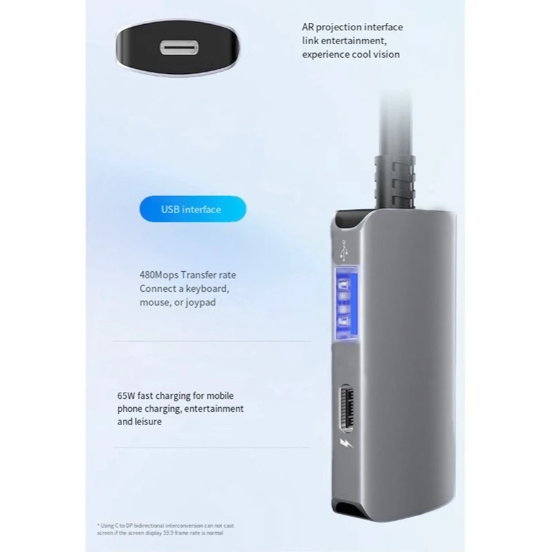 USB-C для конвертера Type C XREAL Nreal Switch Stemdeck Thunderbird Air Plus Huawei Vision AR Glass
