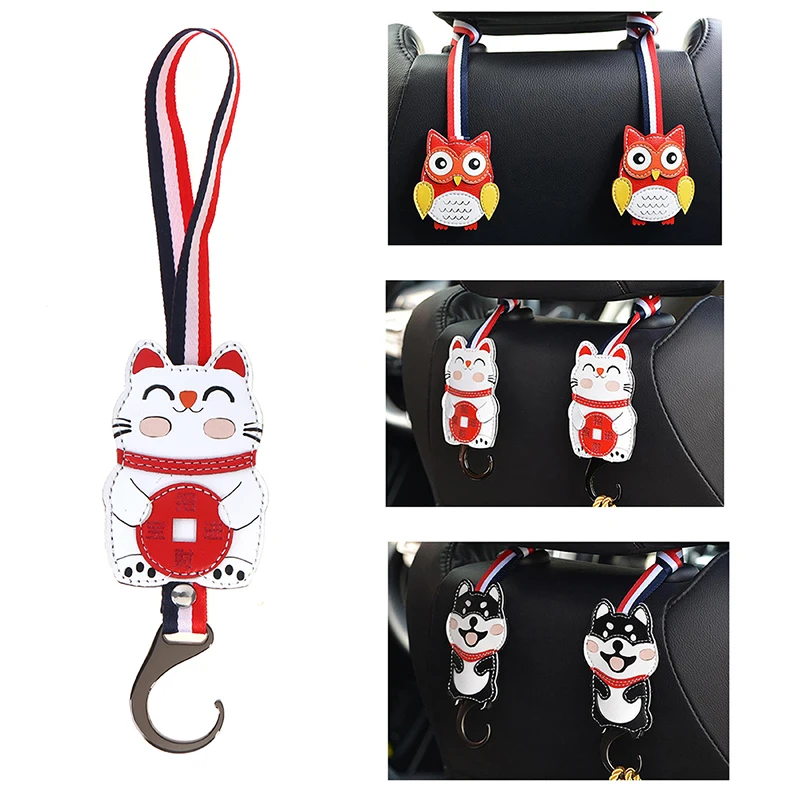 

Leather Multifunctional Car Seat Back Emblem Hidden Hooks Portable Hanger Rack For Ford Fiesta EcoSport Escort Focus