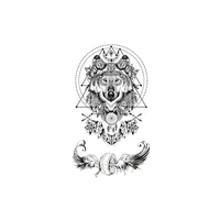 geometric wolf dreamcatcher temporary tattoo stickers feather wings totem fake tattoos waterproof tatoos arm chest for women men