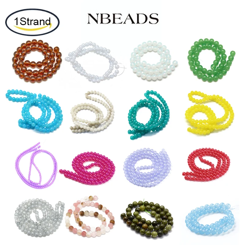 

NBEADS 30-200PCS Imitation Jade Glass Beads Strands Round Medium Hole: 0.5-1.6 mm for Jewelry making DIY