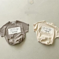 2022 summer new baby short sleeve bodysuit cute bread print infant clothes newborn toddler boy girl loose casual jumpsuit