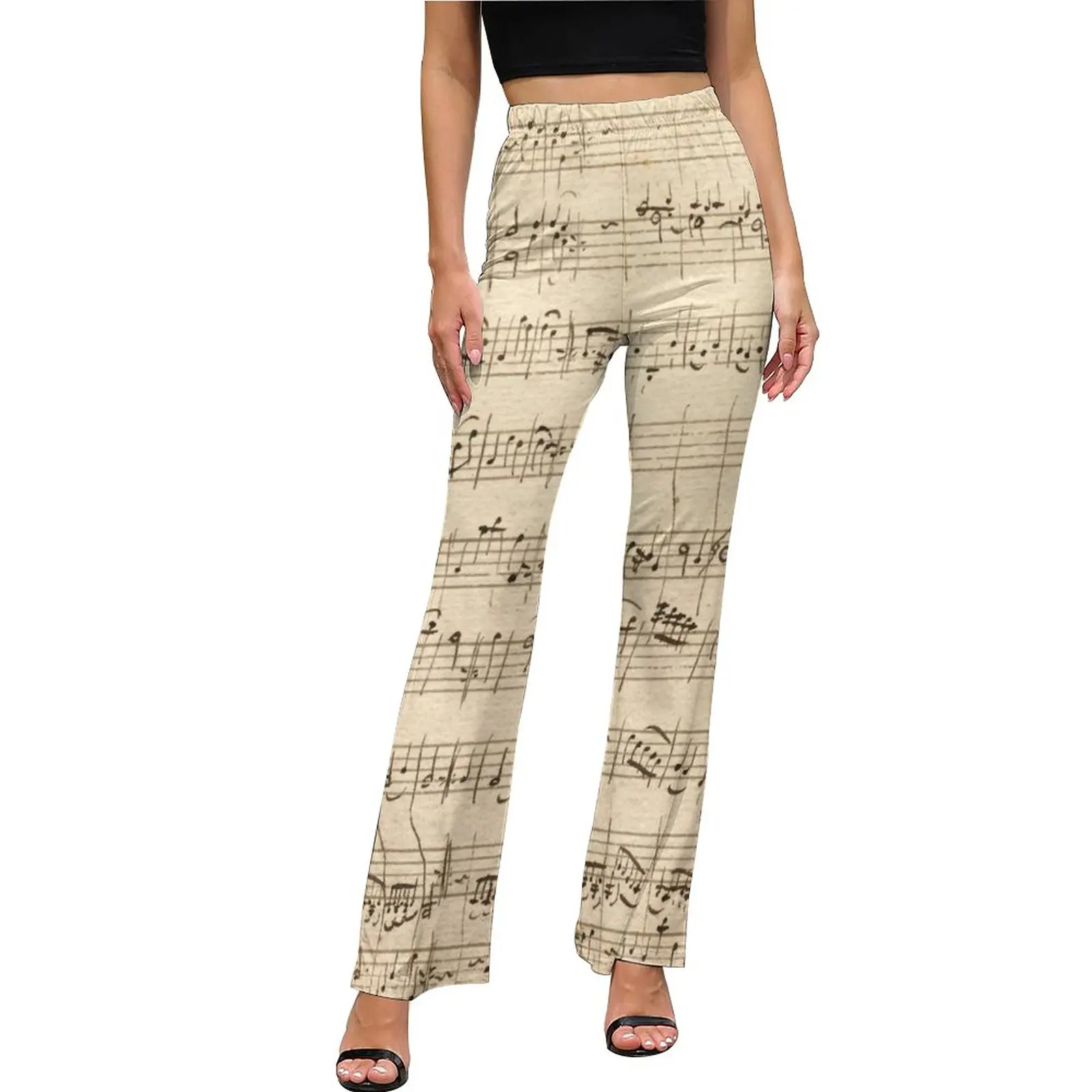 

Music Pants Note Plus Size Woman Printed Flare Pants Vintage Home Trouser
