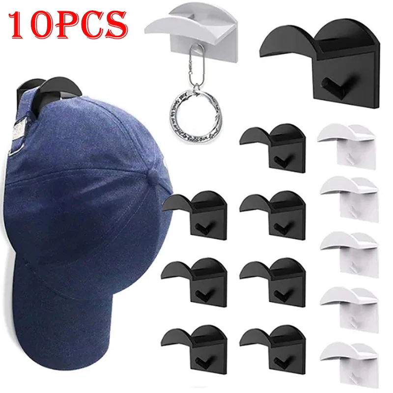 

10PCS Self-Adhesive Wall Mount Baseball Cap Holder Rack Organizer Storage Baseball Hat Holder Portable Door Closet Hanger Hooks