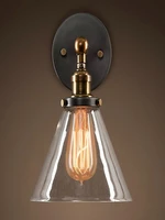 loft industrial wall lamps vintage bedside wall light clear glass lampshade e27 edison bulbs 110v220v
