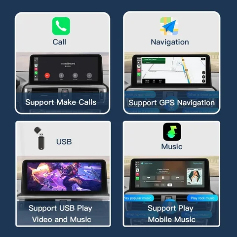 1920*720 Беспроводной мультимедийный дисплей CarPlay Android Auto с сенсорным экраном для BMW 1 2 3 4 серии F20 F21 F22 F30 F31 F32 F33