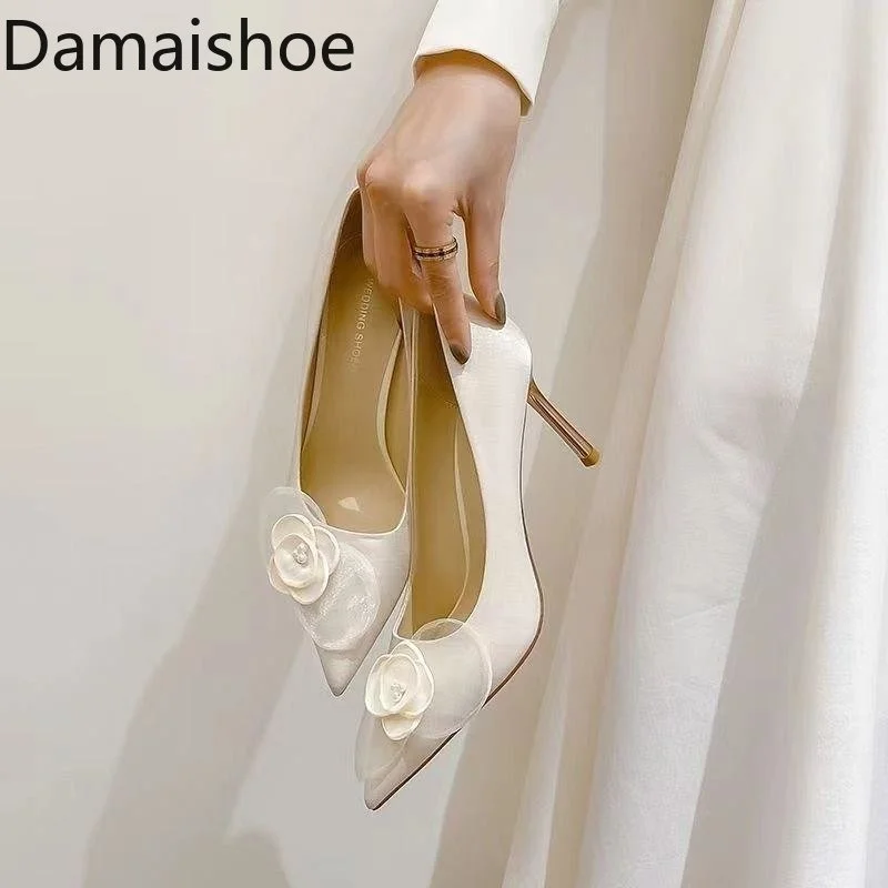 

Свадебные туфли для женщин, новинка 2023, туфли для невесты и подружки невесты, сказочные свадебные туфли цвета шампанского с цветами на высоком каблуке