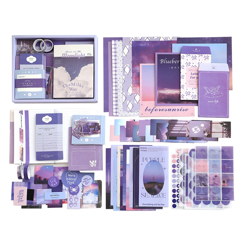 

155pcs Girl DIY Journaling Envelope Note Paper For Teens Scrapbook Kit A6 Grid Notebook Gift Scrapbooking Supplies Washi Sticker