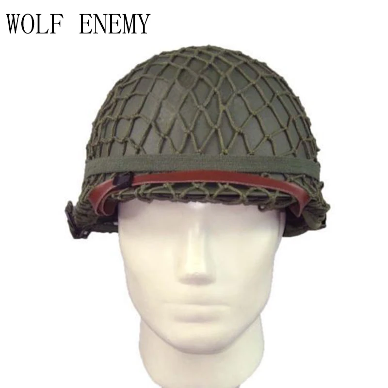 NEW WW2 U.S M1 Military Steel Helmet With Netting Cover WWII Equipment Replica