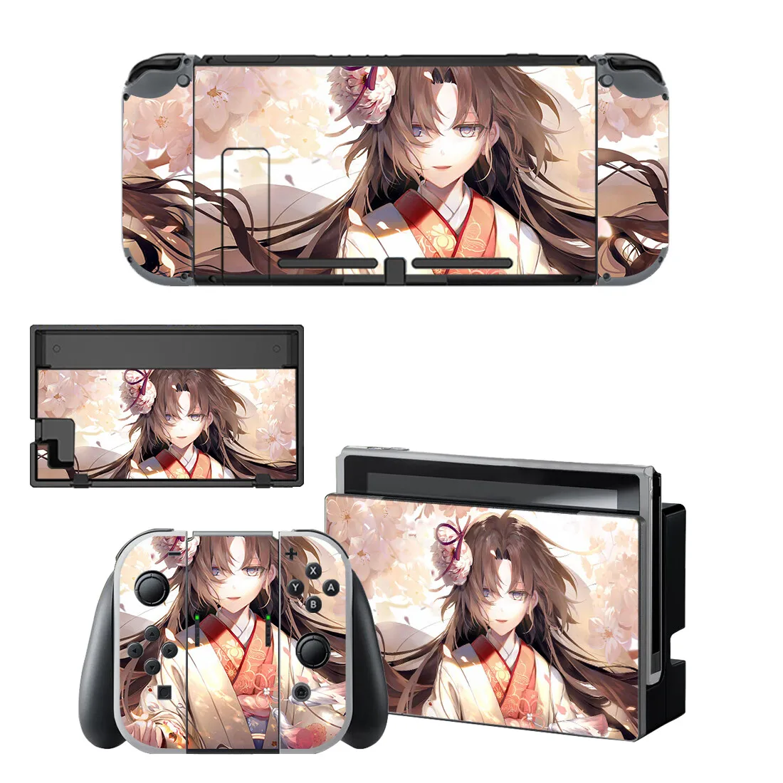 

Anime Cute Girl Vinyl Screen Skin Protector Stickers for Nintendo Switch NS Console + Controller + Stand Holder Dock Decal Skins