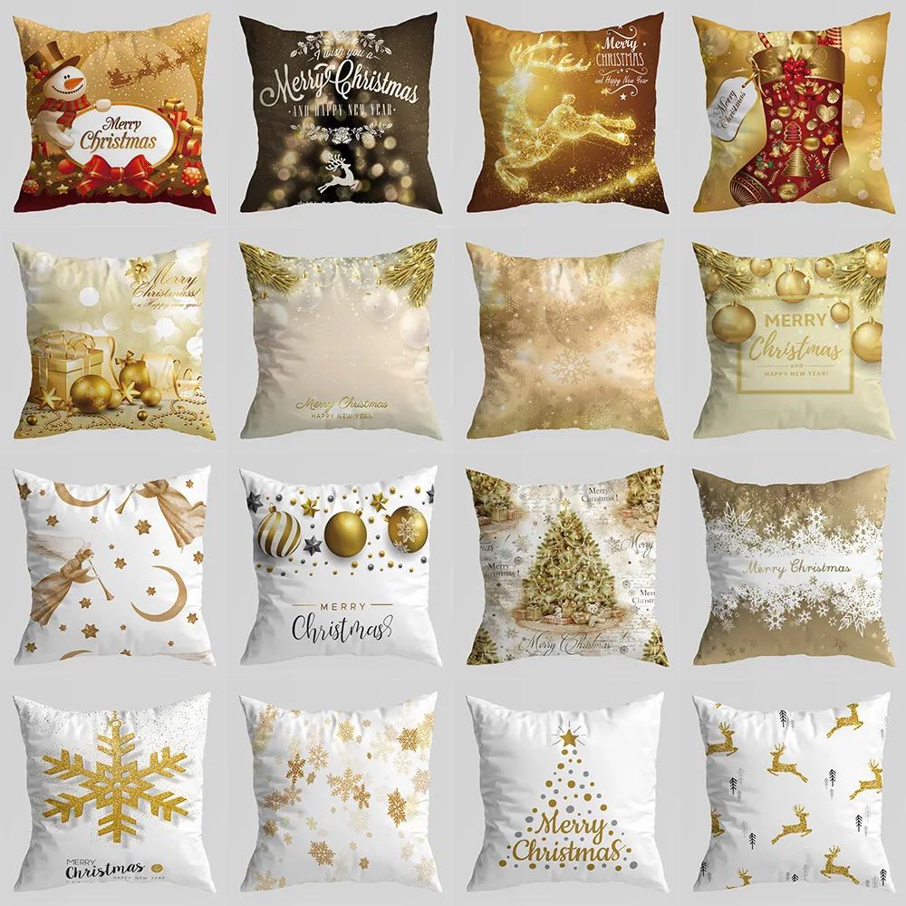 

Merry Christmas Pillow Cover Xmas Decorative Pillowcase Cotton Snowflake Print Cushion Cover living room decoration pillow