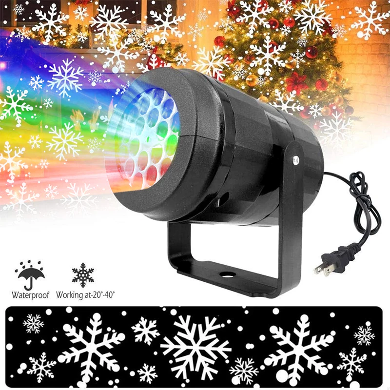 

LED Snowflake Light Stage Atmosphere Laser Light Snowfall White Snowstorm Projector Xmas Holiday Family Party Special Lamp