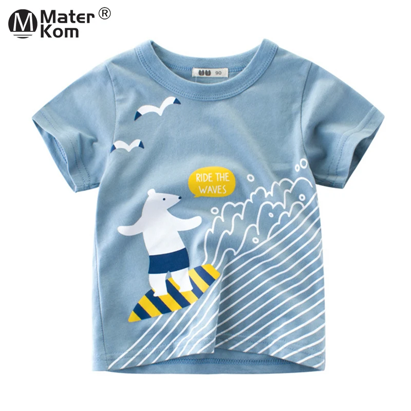 

Boys Cartoon Bear Printing Tops Summer Kids Girls Short Sleeve T Shirts Casual Cotton Tees Blouses Clothes for Children 2-7y