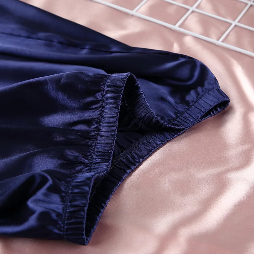 High Quality Women Pijamas Pajamas Turndown Collar Pocket Casual 2 Pieces Set Sleepwear Homesuit Nightwear