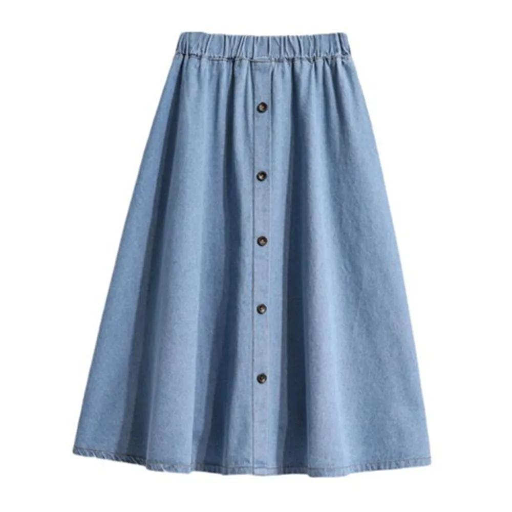 

Women's Denim Maxi Skirt Long Jeans Skirts Y2K Streetwear Korean Fashion High Waist Pleated Skirt Blue Vintage Midi Faldas